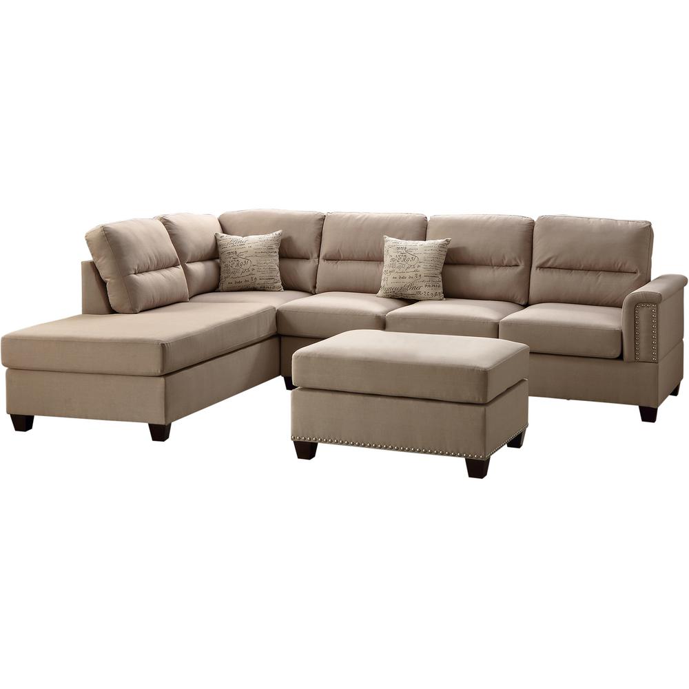 Worldwide Barcelona Blue 3Piece Sectional Sofa with Ottoman