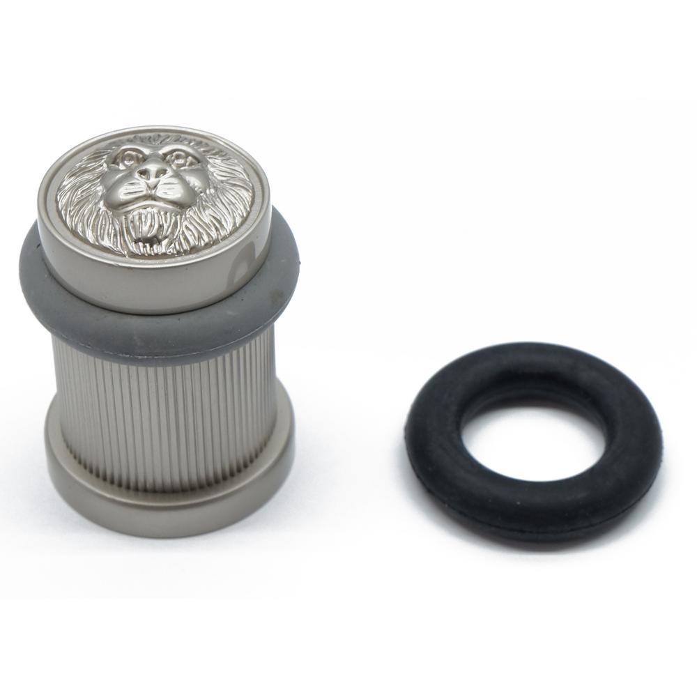 2 inch Solid Brass Lion Head Bullet Floor Door Stop in Satin Nickel