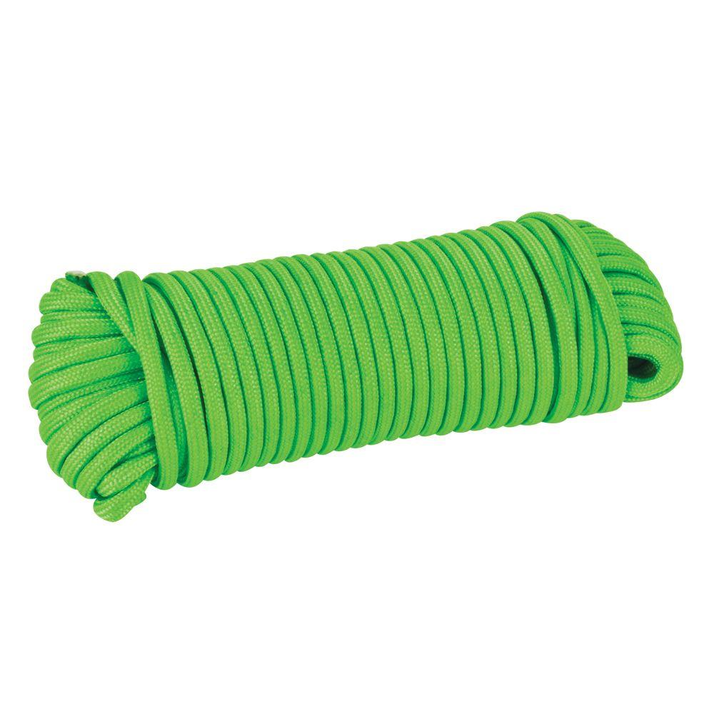 Everbilt 1 8 In X 50 Ft High Visibility Paracord Rope Neon Green 73352 The Home Depot
