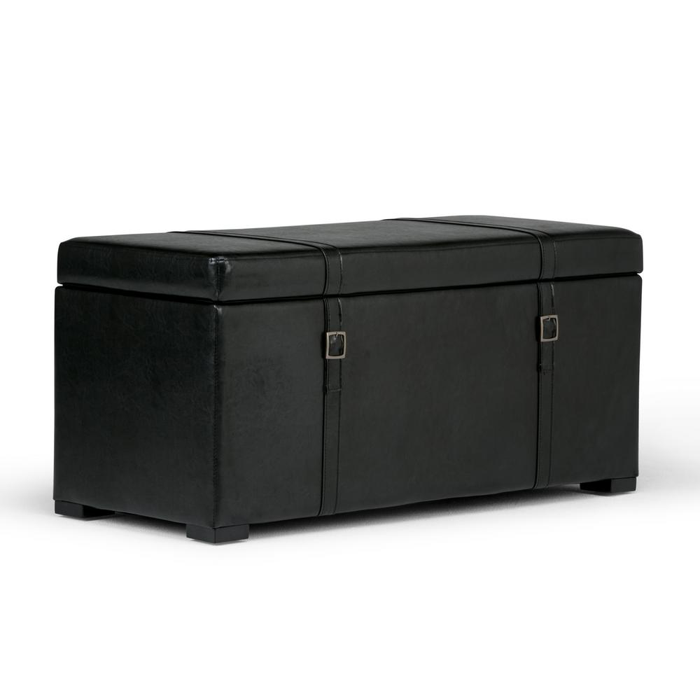 Rustic Bedroom Benches Furniture The Home Depot Dorchester Midnight Black 5 Piece Storage Ottoman Bench