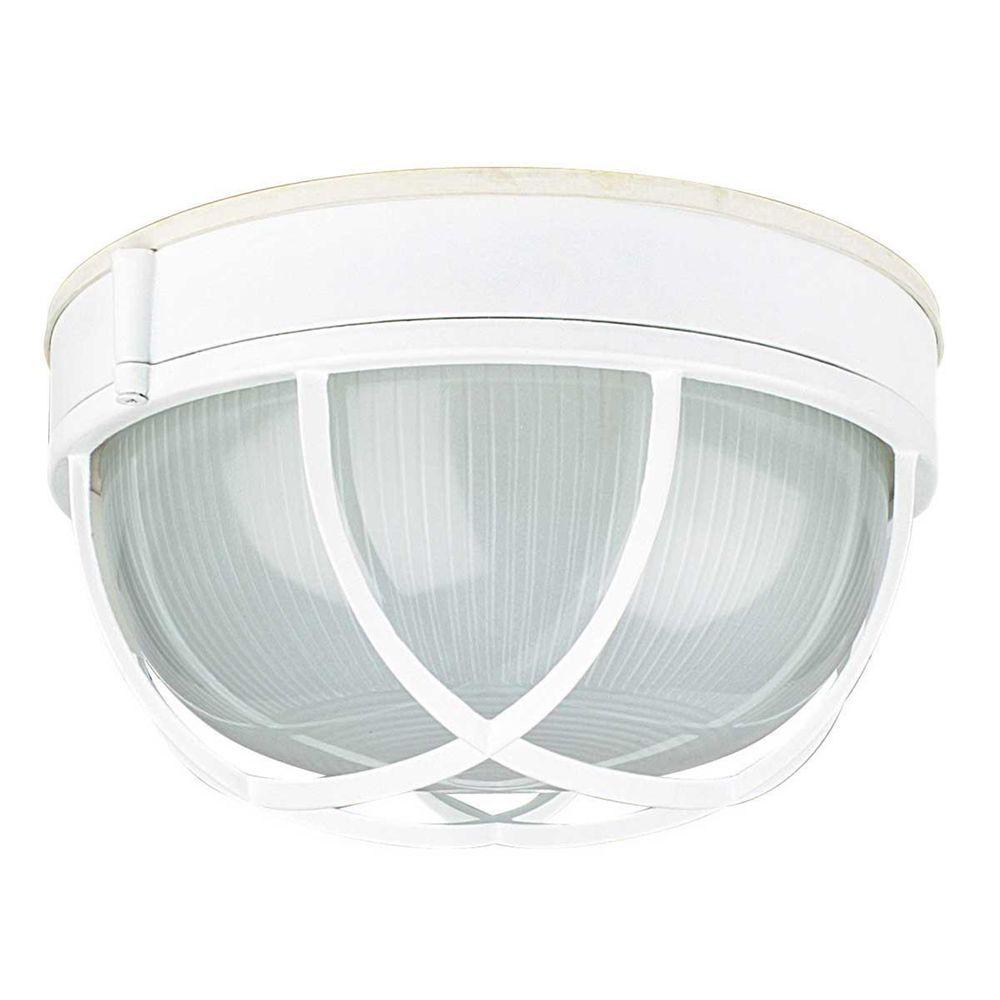Sunset Hurd 1Light White Outdoor Flush MountF798730 The Home Depot