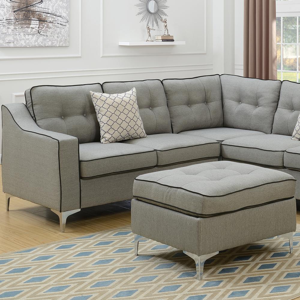 Venetian Worldwide Palermo 4 Piece Light Gray Sectional Sofa With Internet 303716691 Venetian Worldwide Palermo 4 Piece Light Gray Sectional Sofa