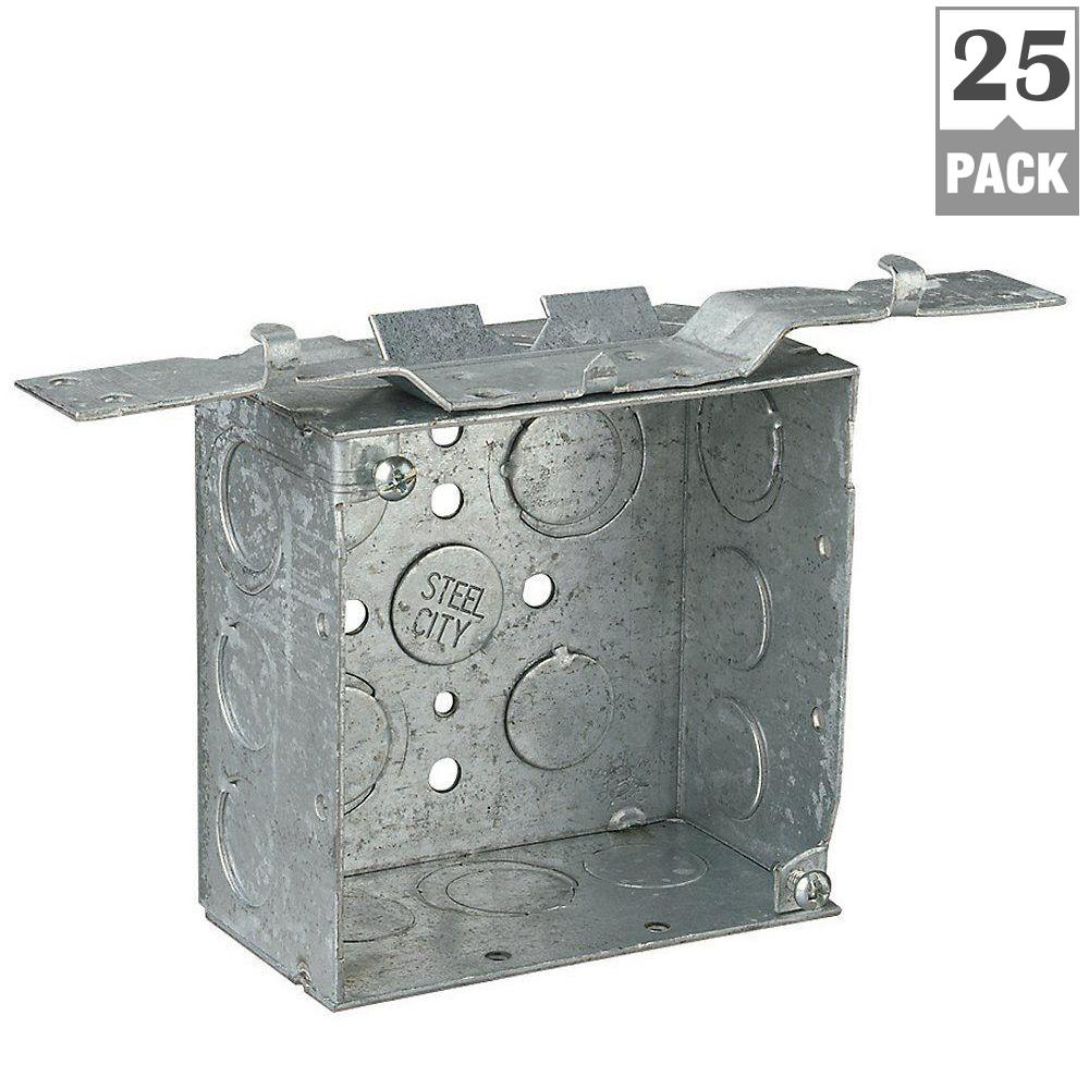 Steel City 2Gang 4 in. New Work Metallic Square Electrical Box with CV