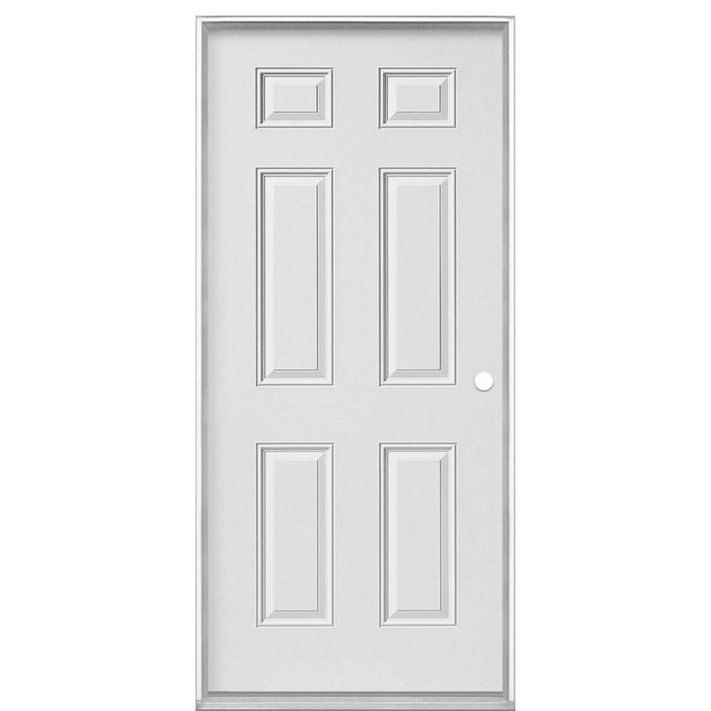 Jeld Wen 28 In X 80 In Flush Primed Steel Prehung Right Hand Inswing Front Door E45236 The Home Depot