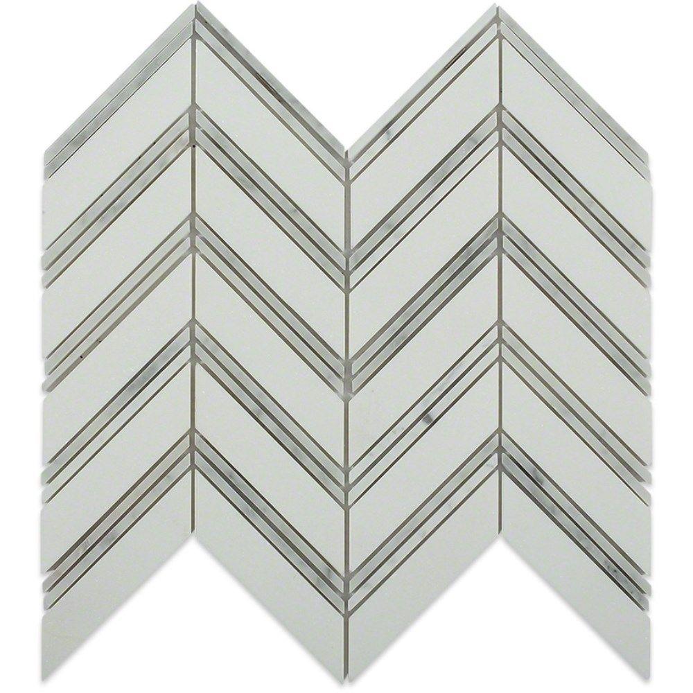 white herringbone splashback tiles