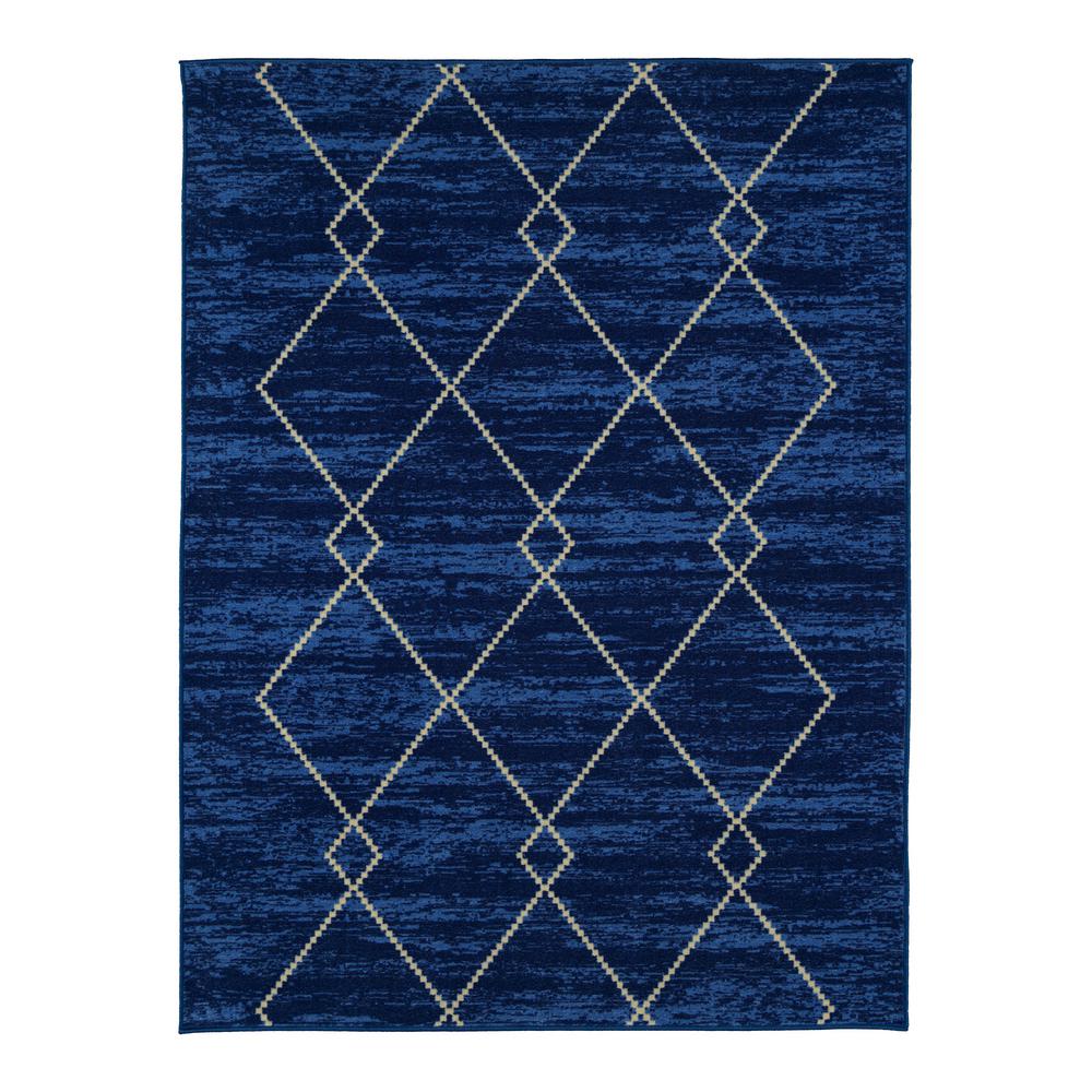 Ottomanson Studio Collection Diamond Trellis Design Blue 5 ft. x 6 ft