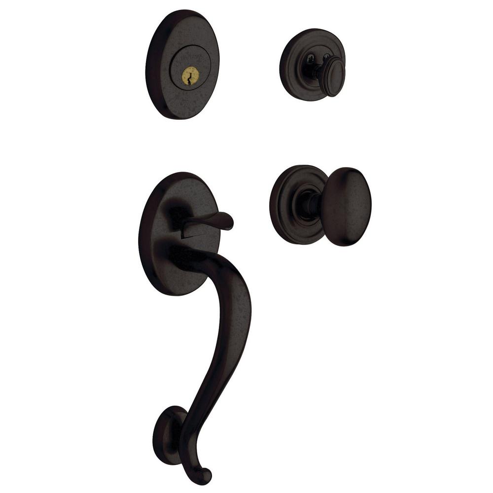 Baldwin Logan Distressed Oil Bronze Dummy Door Handleset 85335 402