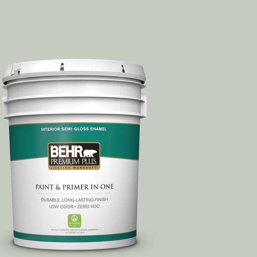 BEHR Premium Plus 5 gal. PPL80 Dynasty Celadon SemiGloss Enamel Zero