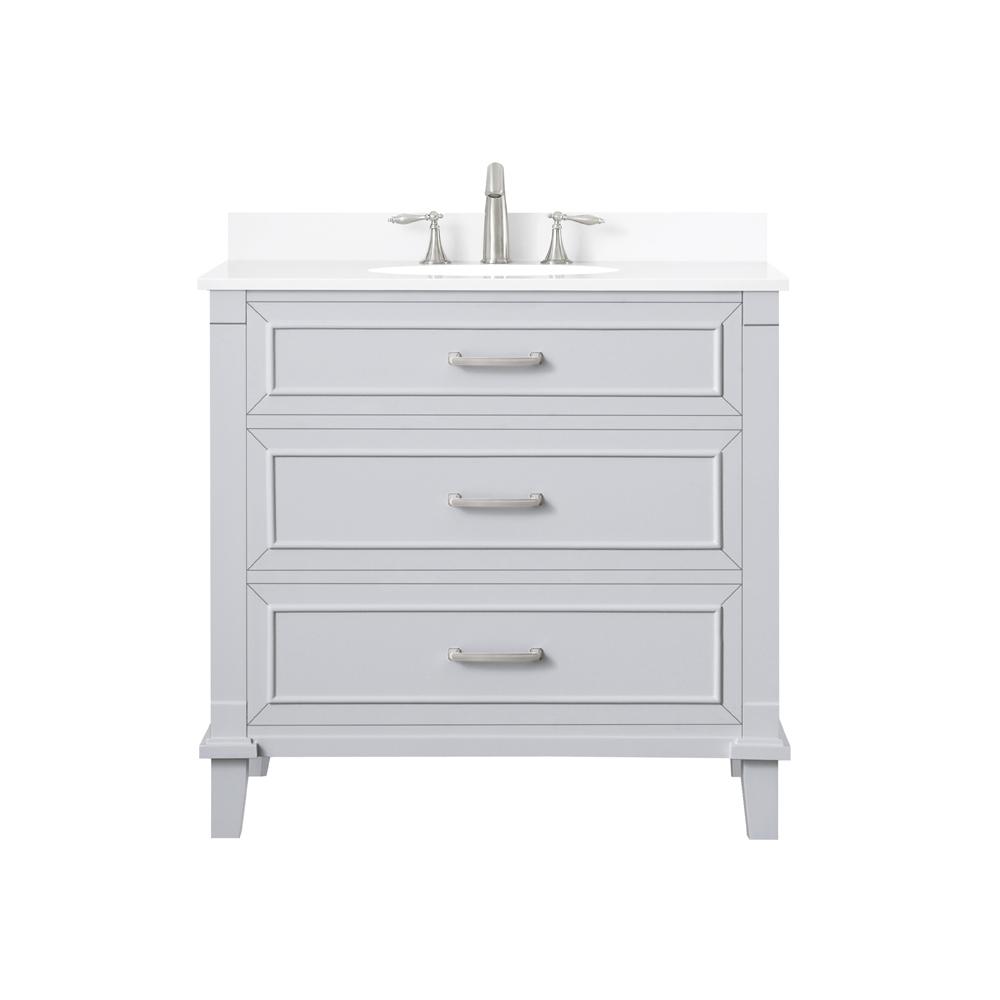 Home Decorators Collection Pinestream 36 In W X 22 In D Bath Vanity In Dove Grey With Cultured Stone Vanity Top In White With White Basin Pinestream 36g The Home Depot