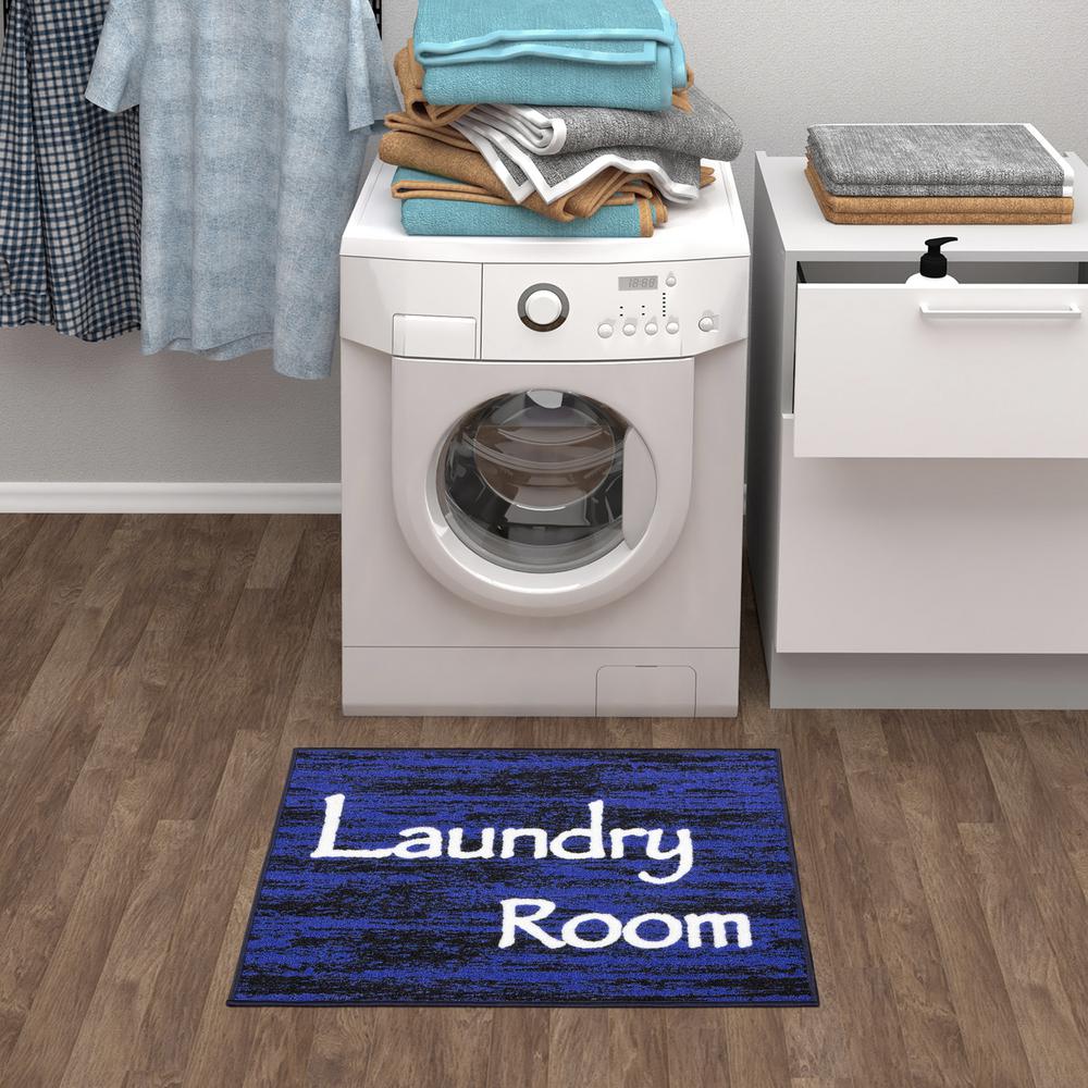 Ottomanson Laundry Collection Modern Design Dark Blue 2 Ft 3 In Collection Modern Design Dark Blue