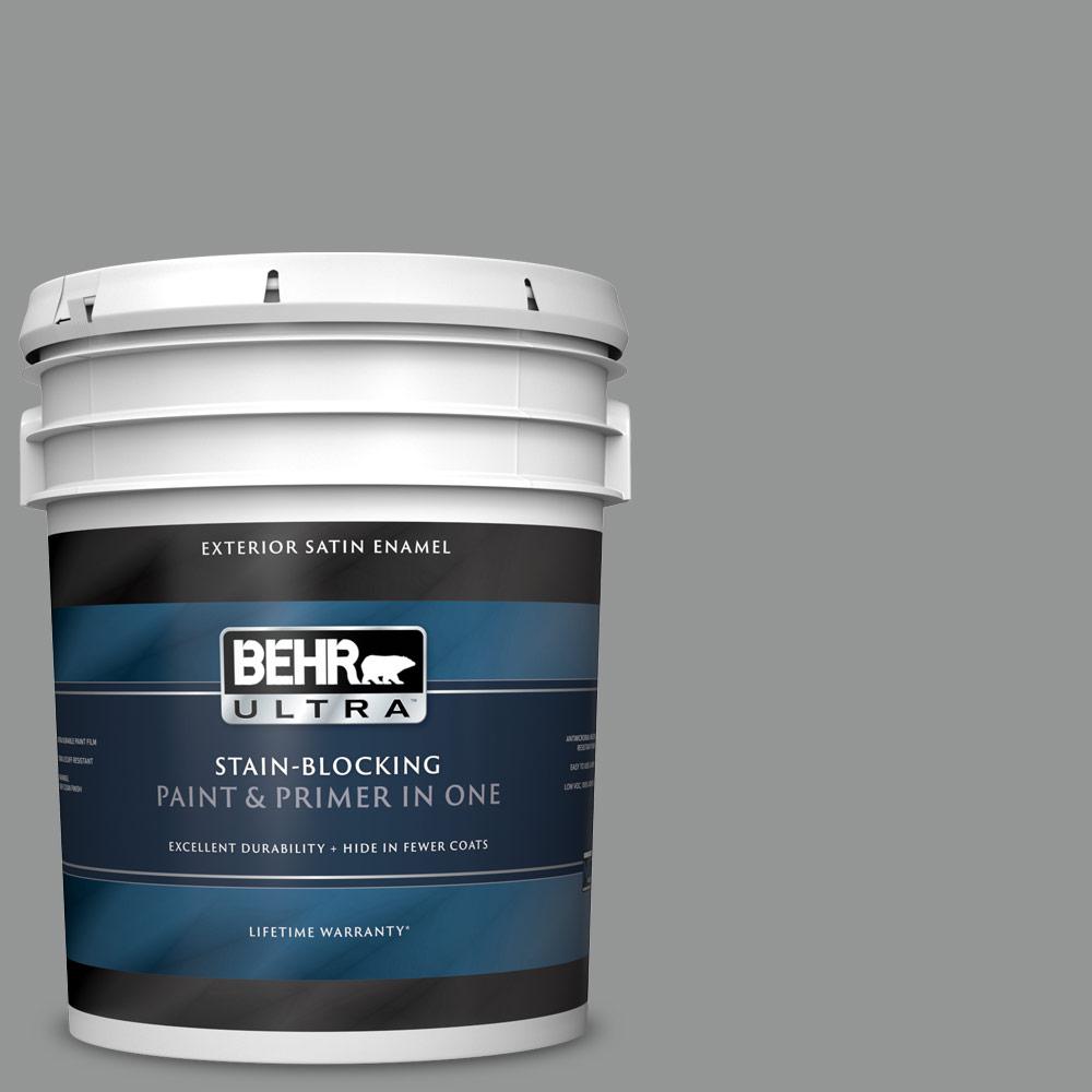 BEHR ULTRA 5 Gal. #PPU24-19 Shark Fin Satin Enamel Exterior Paint And ...