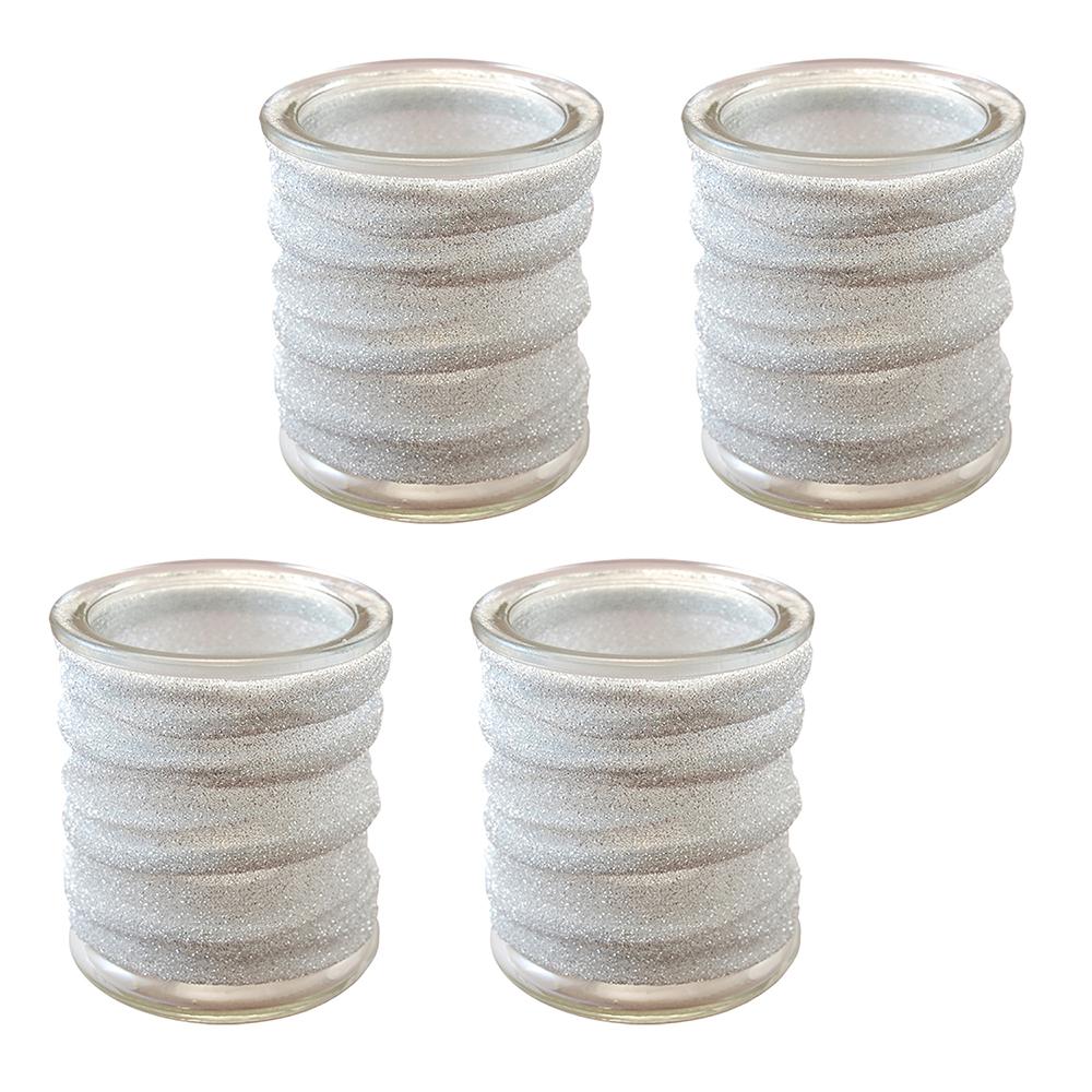 UPC 715844756043 product image for Lumabase Candle Holders Silver Wrap Glass Candle Holder (Set of 4) Metallics 756 | upcitemdb.com