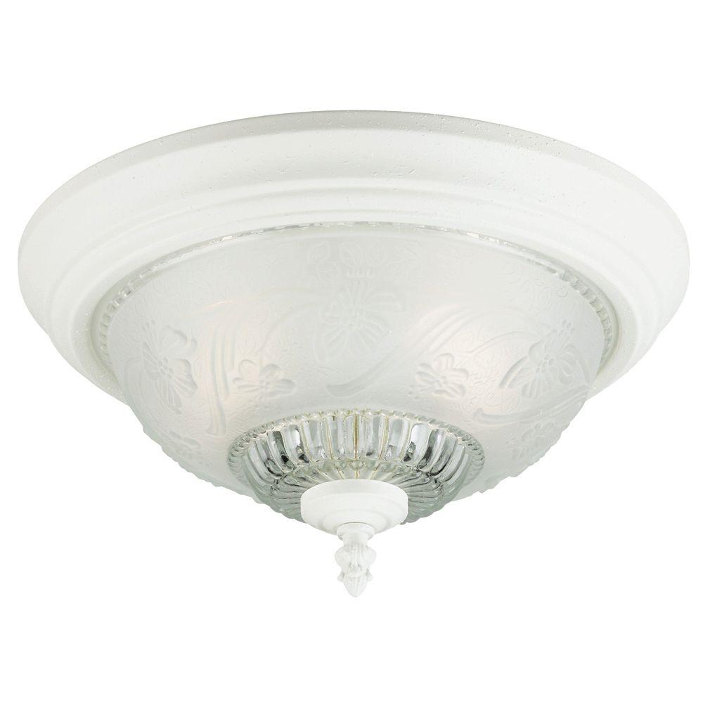 Westinghouse 2 Light Textured White Interior Ceiling Flushmount With Embossed Floral And Leaf