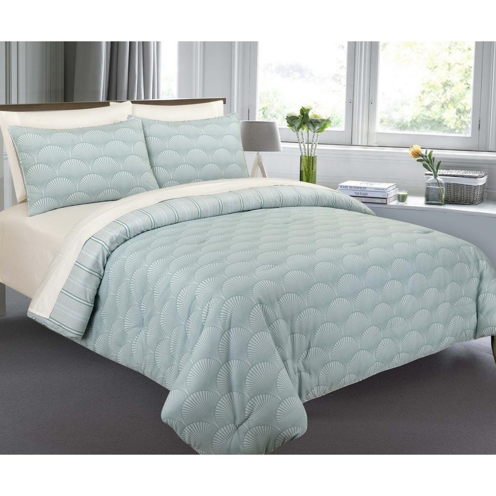 Modernist Modern Fanfair Turquoise King Comforter Set Csm071krctq Modernist Modern Fanfair Turquoise King Comforter Set