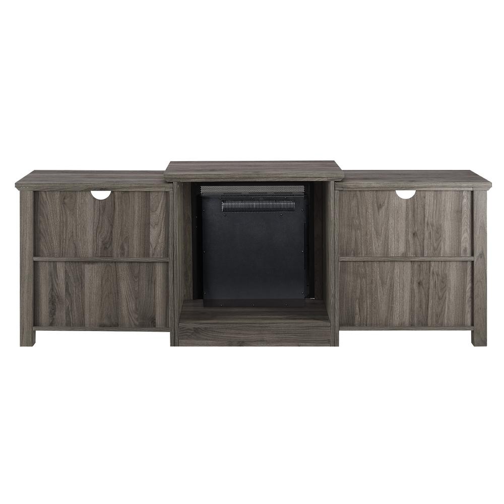 Welwick Designs Slate Grey Tiered Top Open Shelf Fireplace Tv