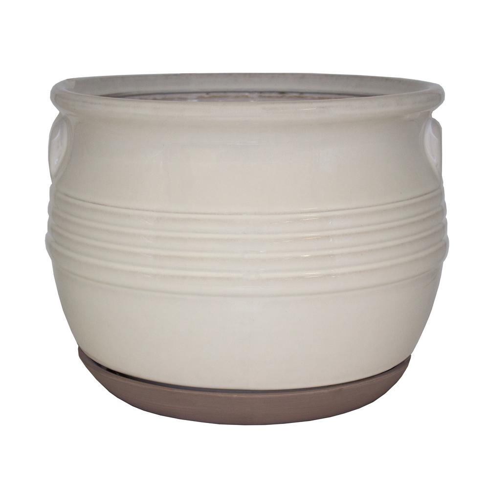 Trendspot 14 In D White Ceramic Milk Jar Basin Planter Cr00520 14c D White Ceramic Milk Jar Basin Planter