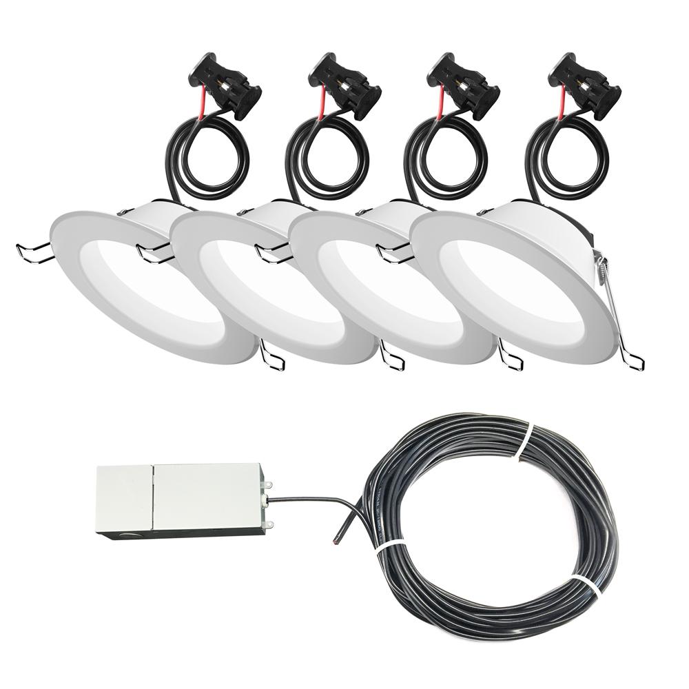 1 5 Recessed Lighting The Home Depot White Integrated Led Low Voltage Recessed Easy Kit
