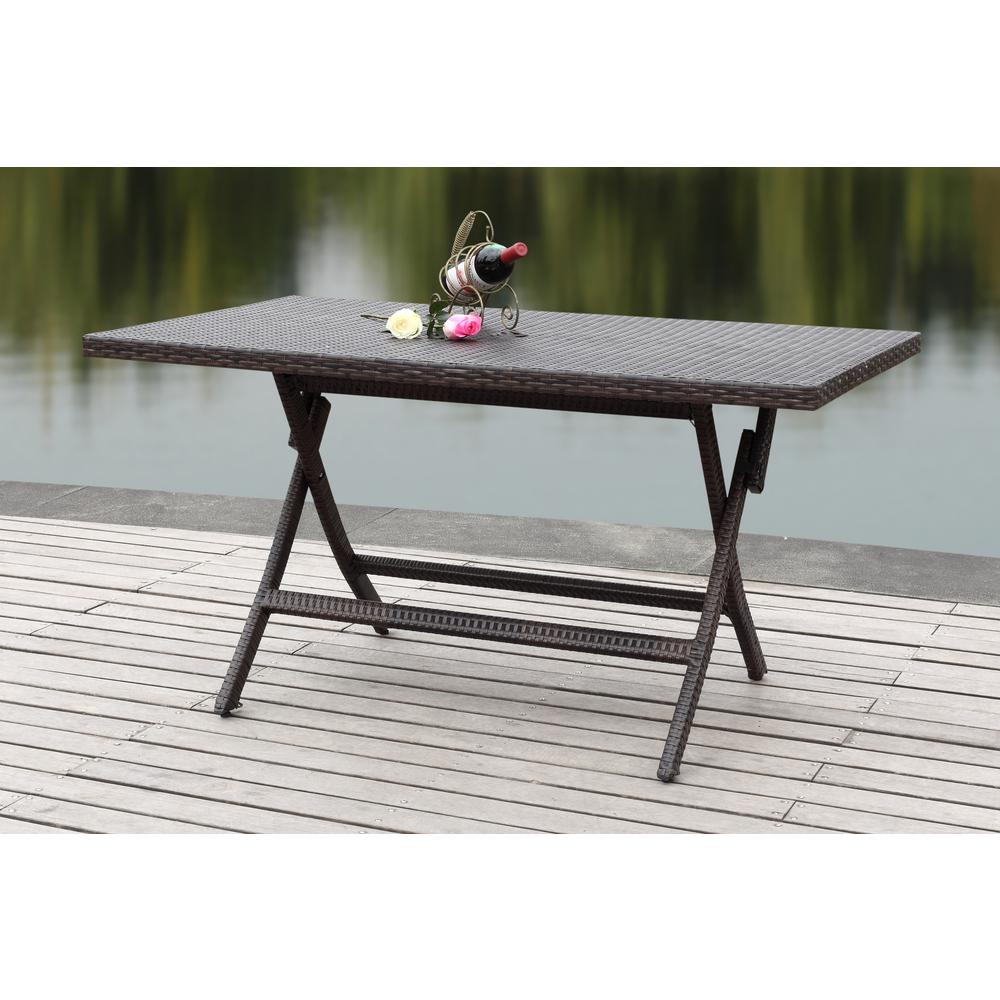 Safavieh 55 1 In Dilettie Brown Rattan Folding Patio Dining Table   Safavieh Patio Dining Tables Pat2003a 64 1000 