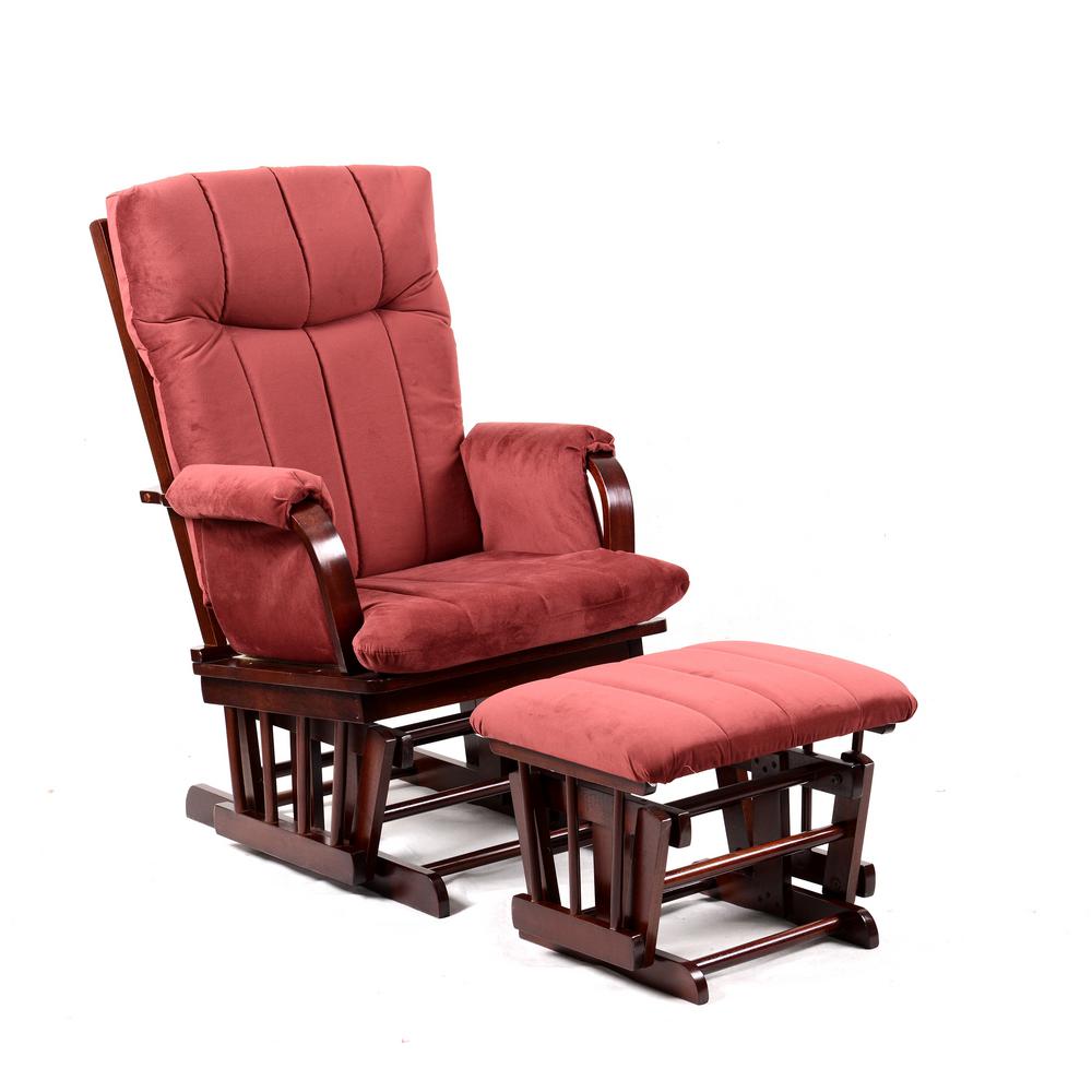 Rockers Gliders Ottomans Baby Furniture The Home Depot Home Deluxe Marsala Super Soft Microfiber And Cherry Wood Glider Ottoman Set