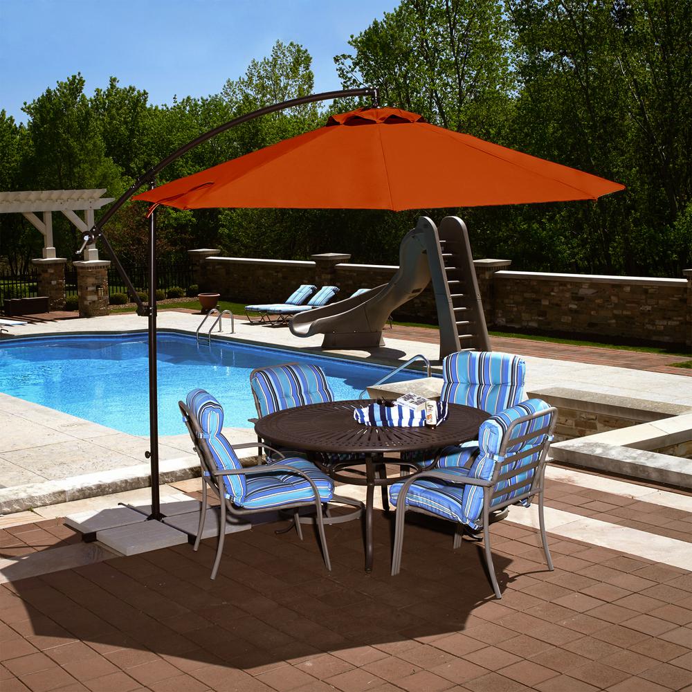 Island Umbrella Santiago 10 Ft Octagonal Cantilever Patio Umbrella In Terra Cotta Sunbrella Acrylic Nu6400ts The Home Depot