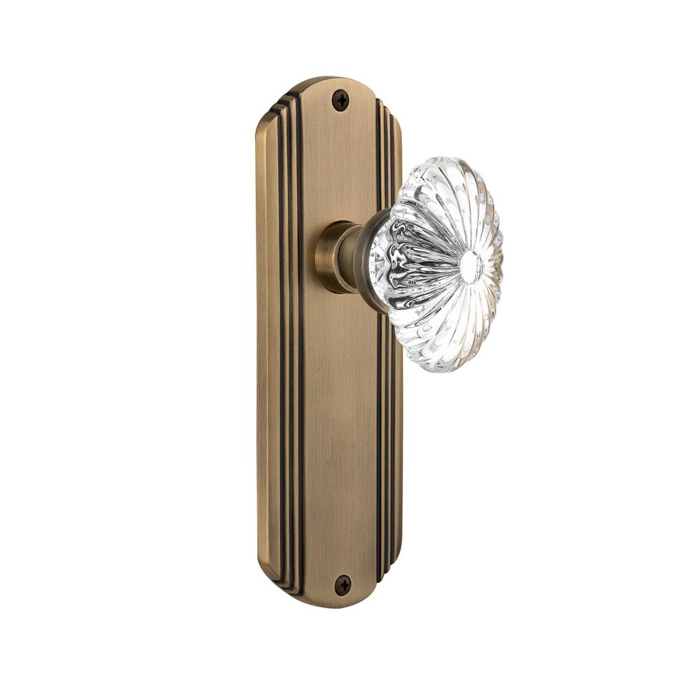 Nostalgic Warehouse Deco Plate 2 3 4 In Backset Antique Brass Passage Hall Closet Oval Fluted Crystal Glass Door Knob