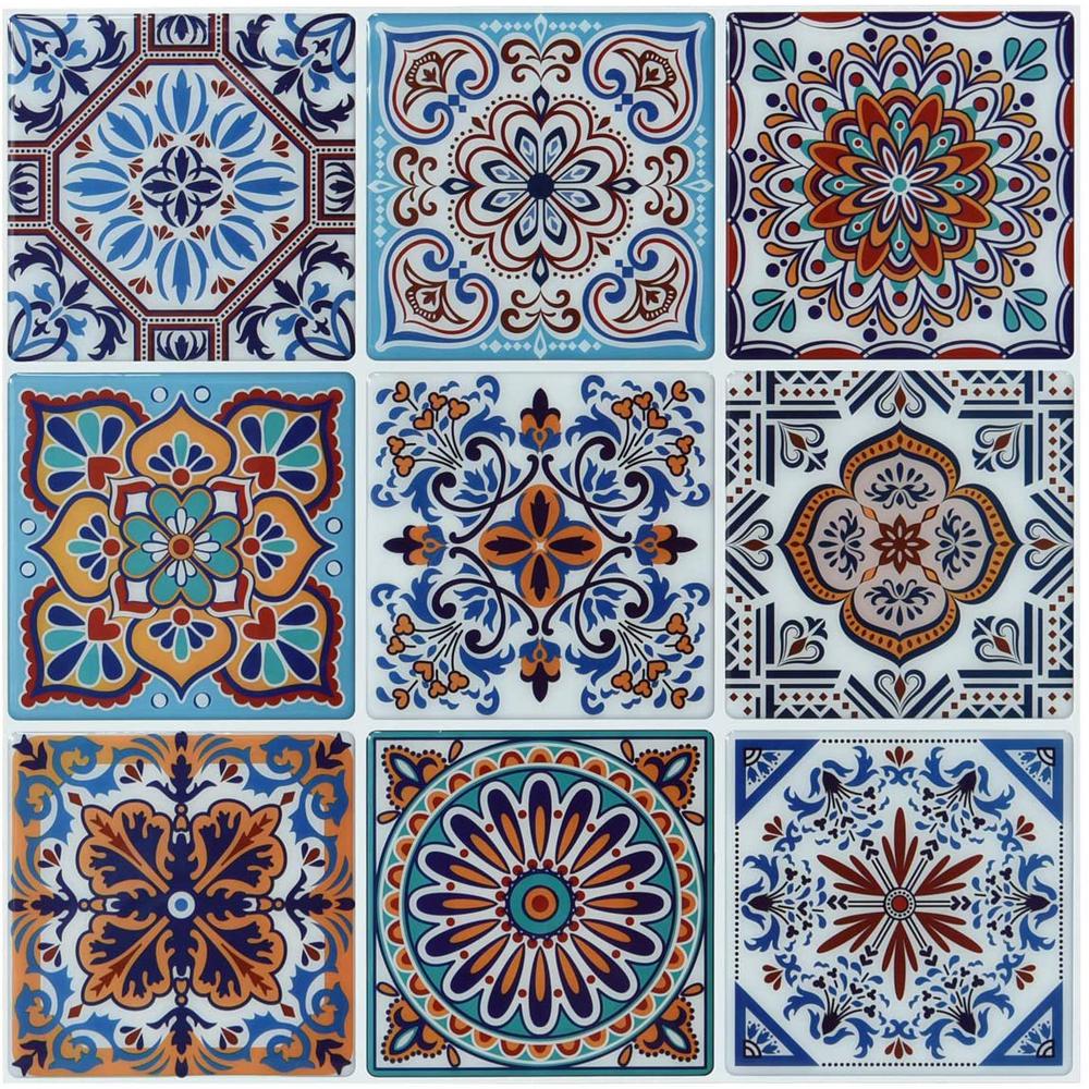 LONGKING Morocco Blue 11.7 in. x 11.7 in. Vinyl Peel and Stick Tile