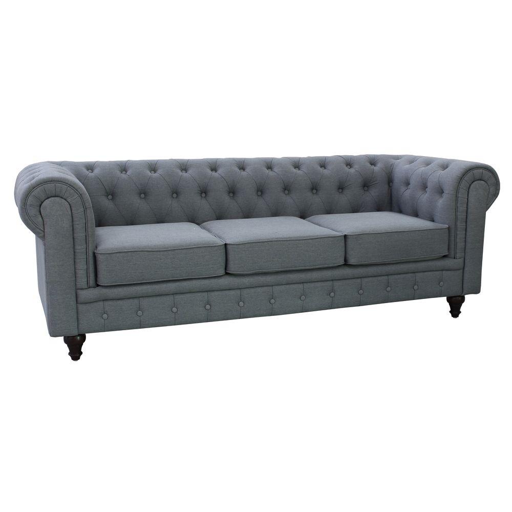 Grace Chesterfield Linen Fabric Upholstered On Tufted