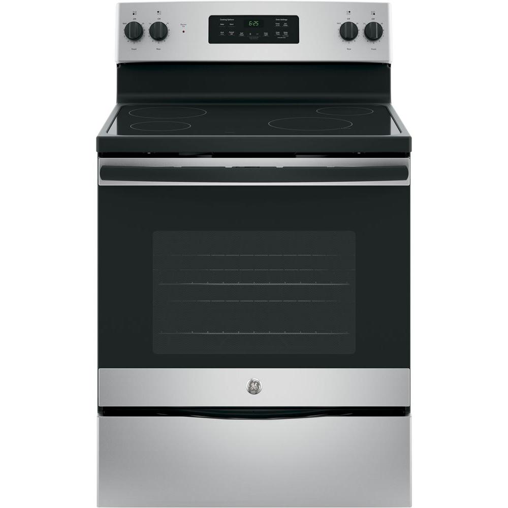 GE 30 in. 5.3 cu. ft. Electric Range with SelfCleaning Oven in Stainless SteelJB645RKSS The