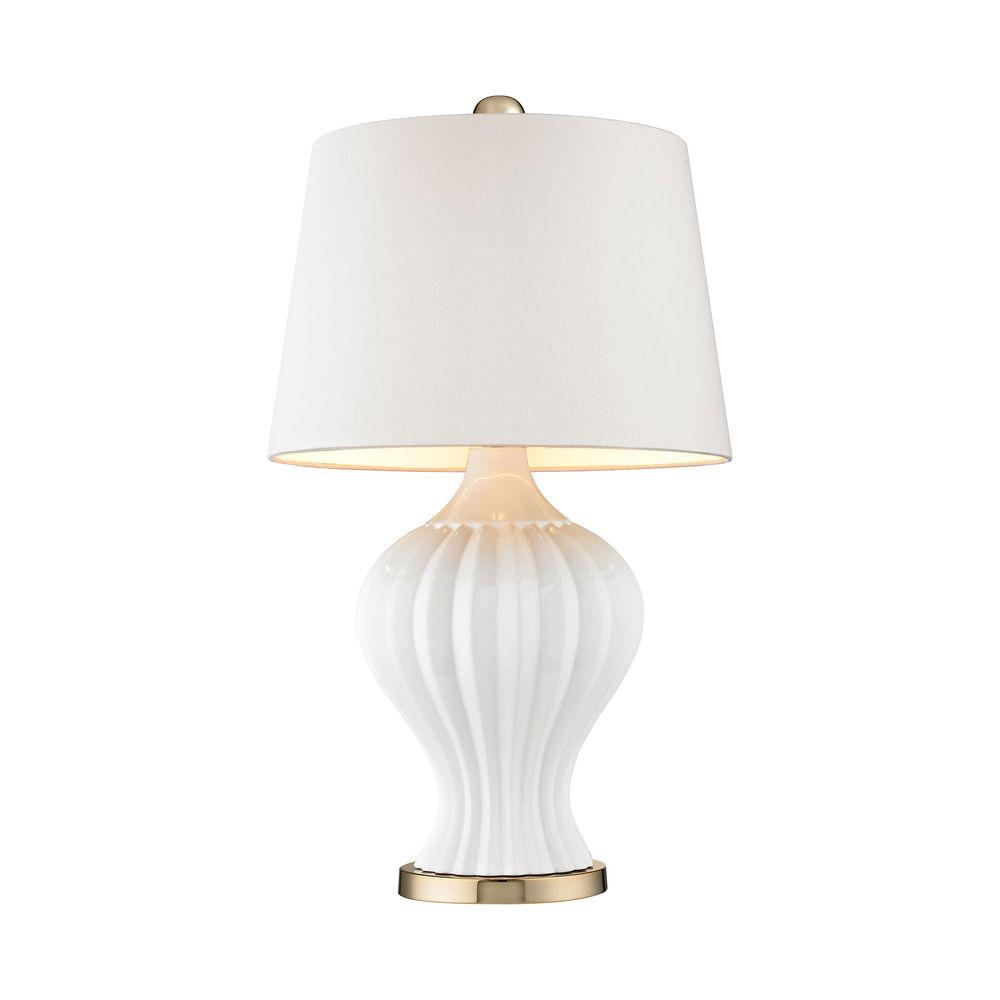 Titan Lighting Tess 27 In White And Gold Table Lamp Tn 999300 The White And Gold Table Lamp