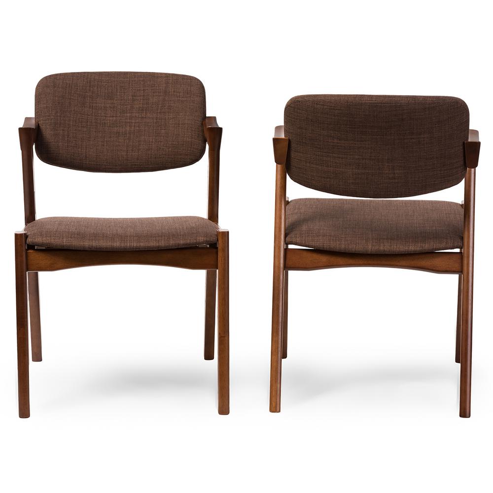Baxton Studio Elegant Brown Fabric Upholstered Dining Chairs