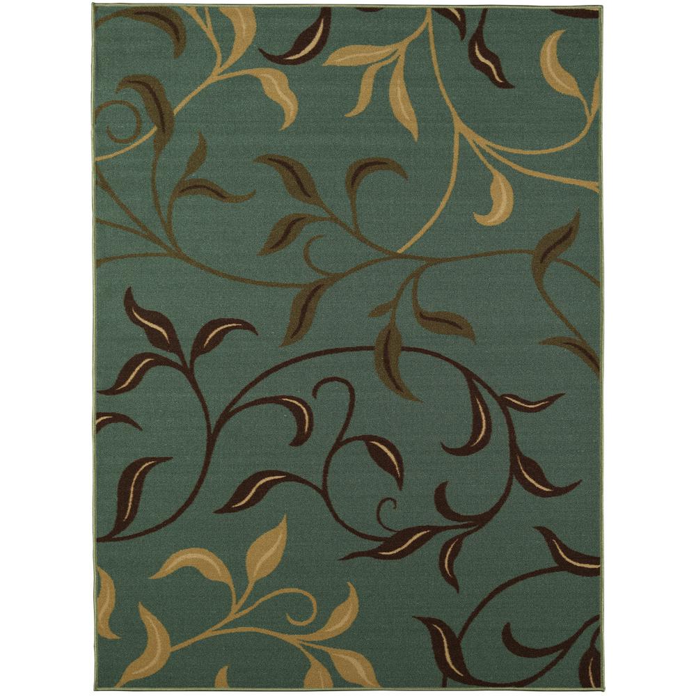 Ottomanson Ottohome Collection Contemporary Leaves Design Sage Green 3