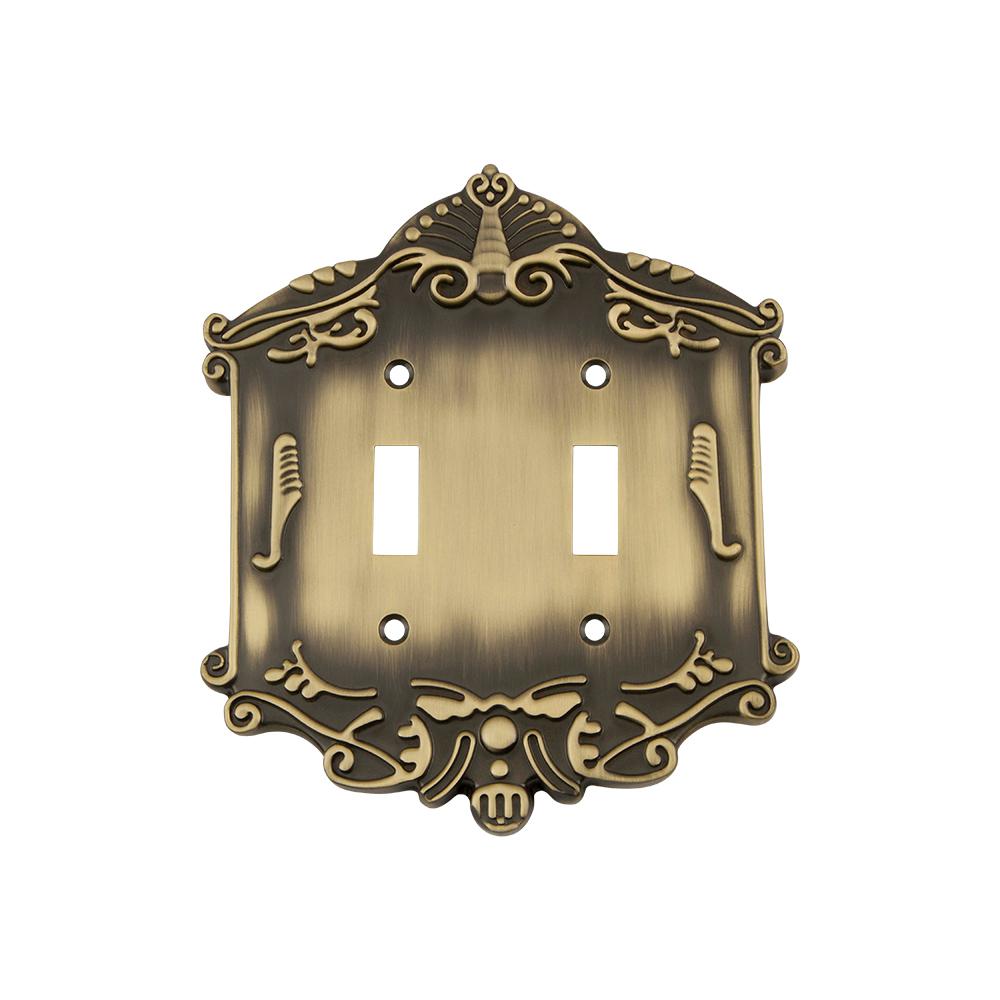 Nostalgic Warehouse Victorian Switch Plate with Double Toggle in Antique Brass719723 The Home