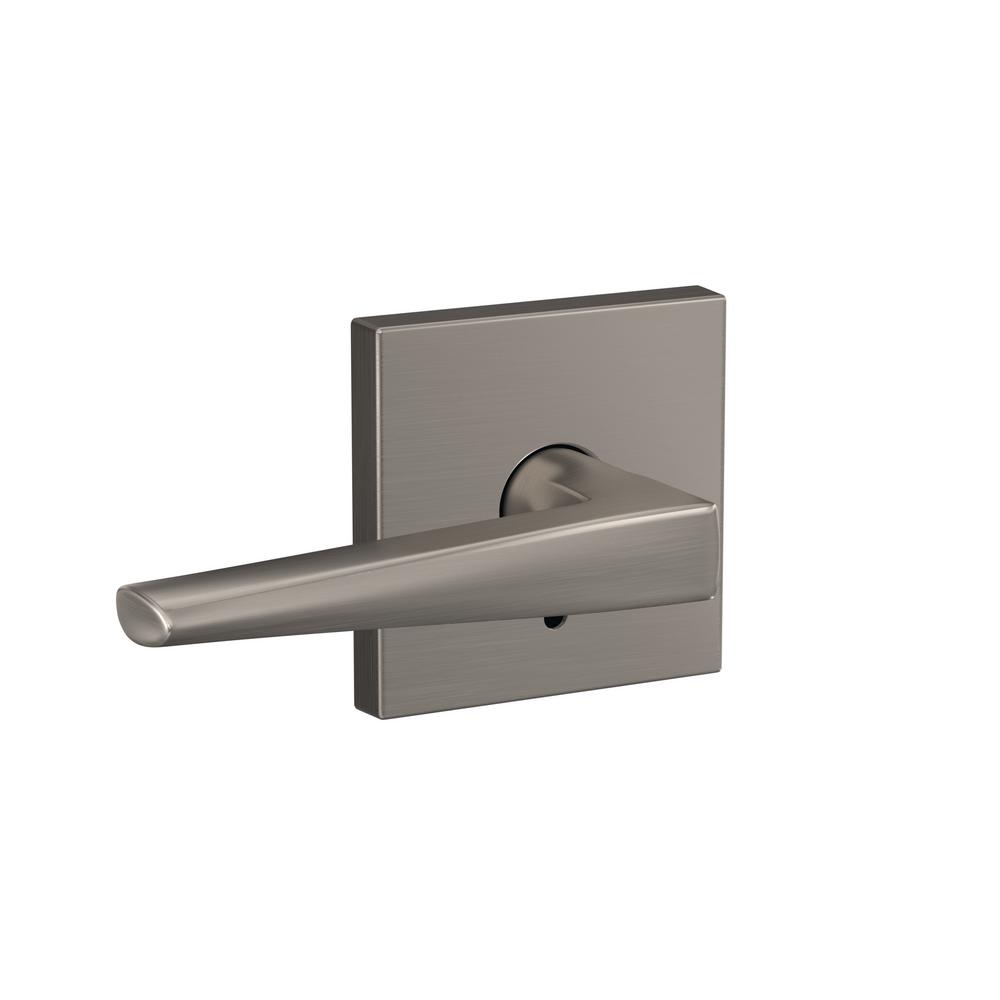 Schlage Custom Latitude Satin Nickel Collins Trim Keyed Door Lever F51a Lat 619 Col The Home Depot 6248