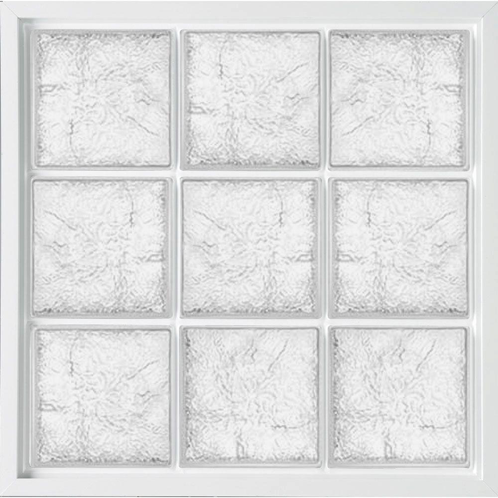 HyLite 46.75 in. x 46.75 in. Glass Block Fixed Vinyl Windows Ice