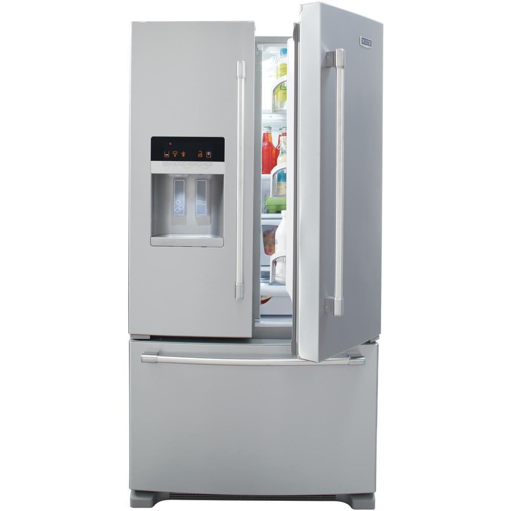 Maytag 25 Cu Ft French Door Refrigerator In Fingerprint Resistant Stainless Steel Mfi2570fez The Home Depot