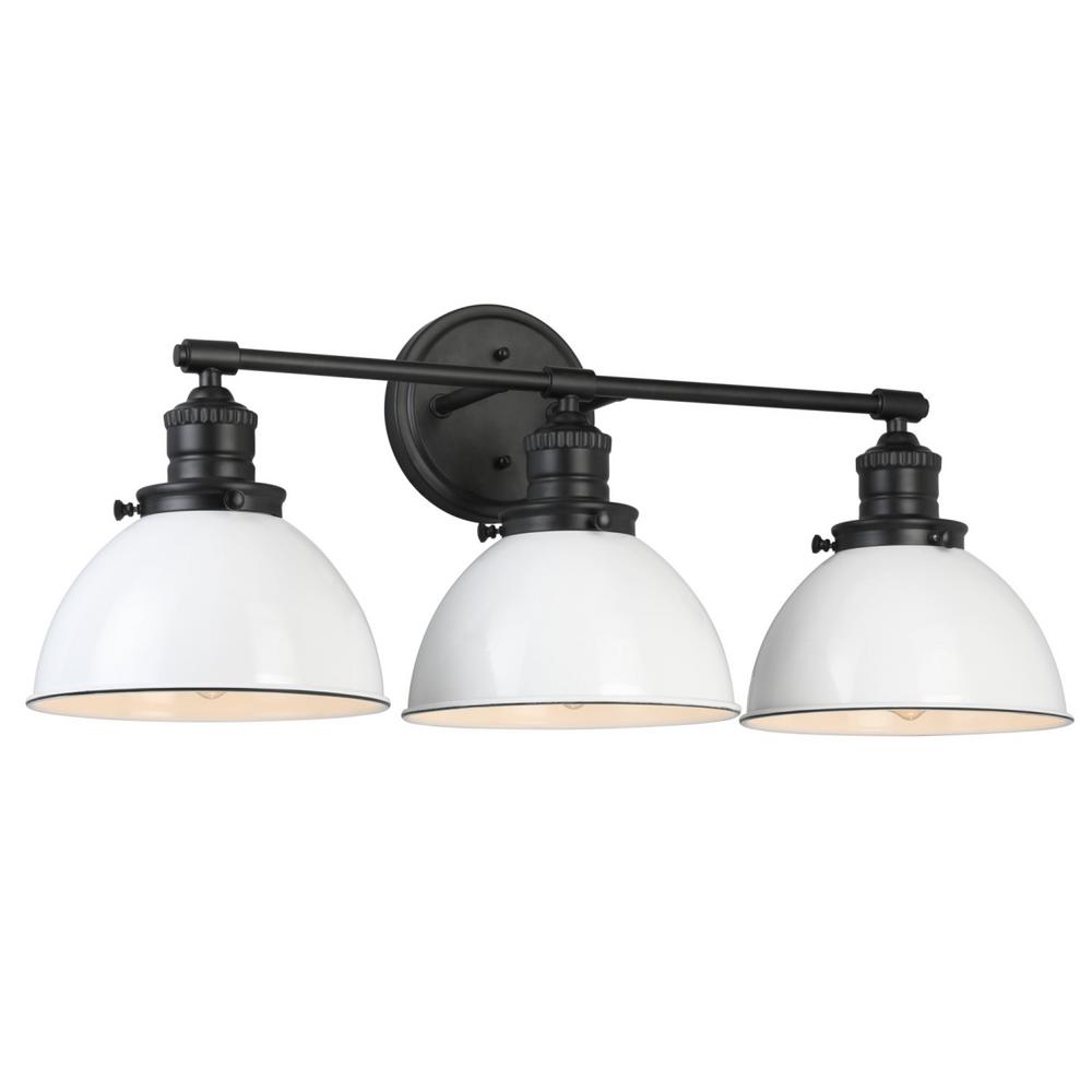 Design House Savannah Farmhouse 3 Light Matte Black Vanity Light With White Shades 588301 The Home Depot