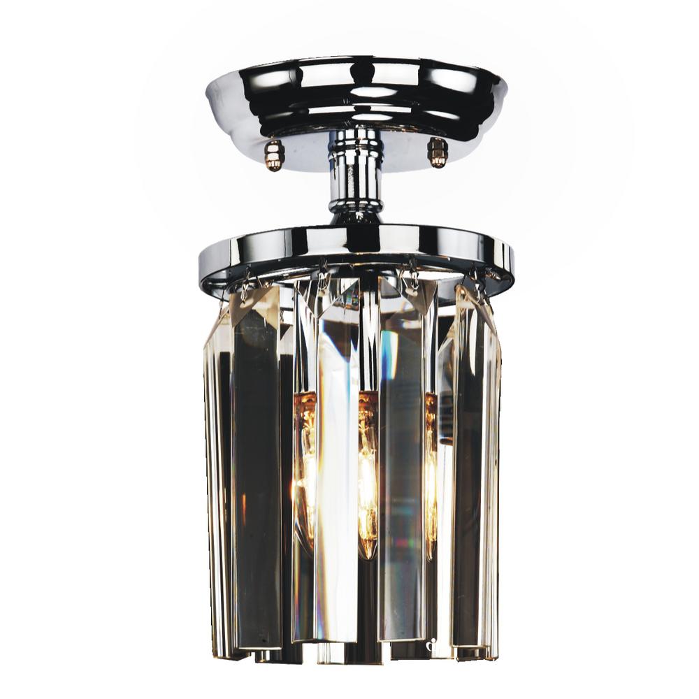 Glow Lighting Timeless 1-Light Tri-Cut Glass and Chrome frame Flush ...