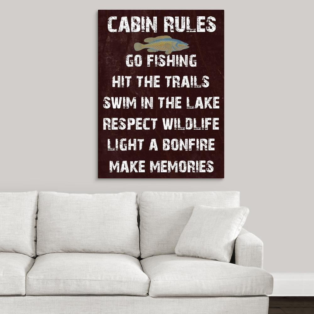 Greatbigcanvas Cabin Rules By Sheldon Lewis Canvas Wall Art