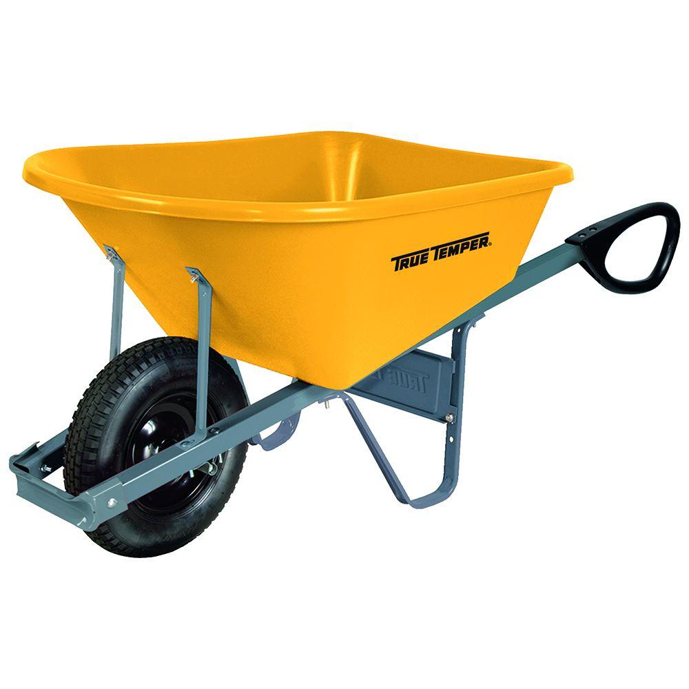 True Temper 6 cu. ft. Poly Wheelbarrow with Total Control Handles ...