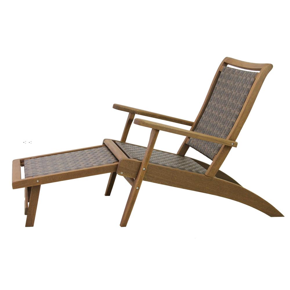 Outdoor Interiors Brown Wicker And Eucalyptus Lounge Chair Outdoor Interiors Brown Wicker And Eucalyptus Lounge Chair With Built In Ottoman