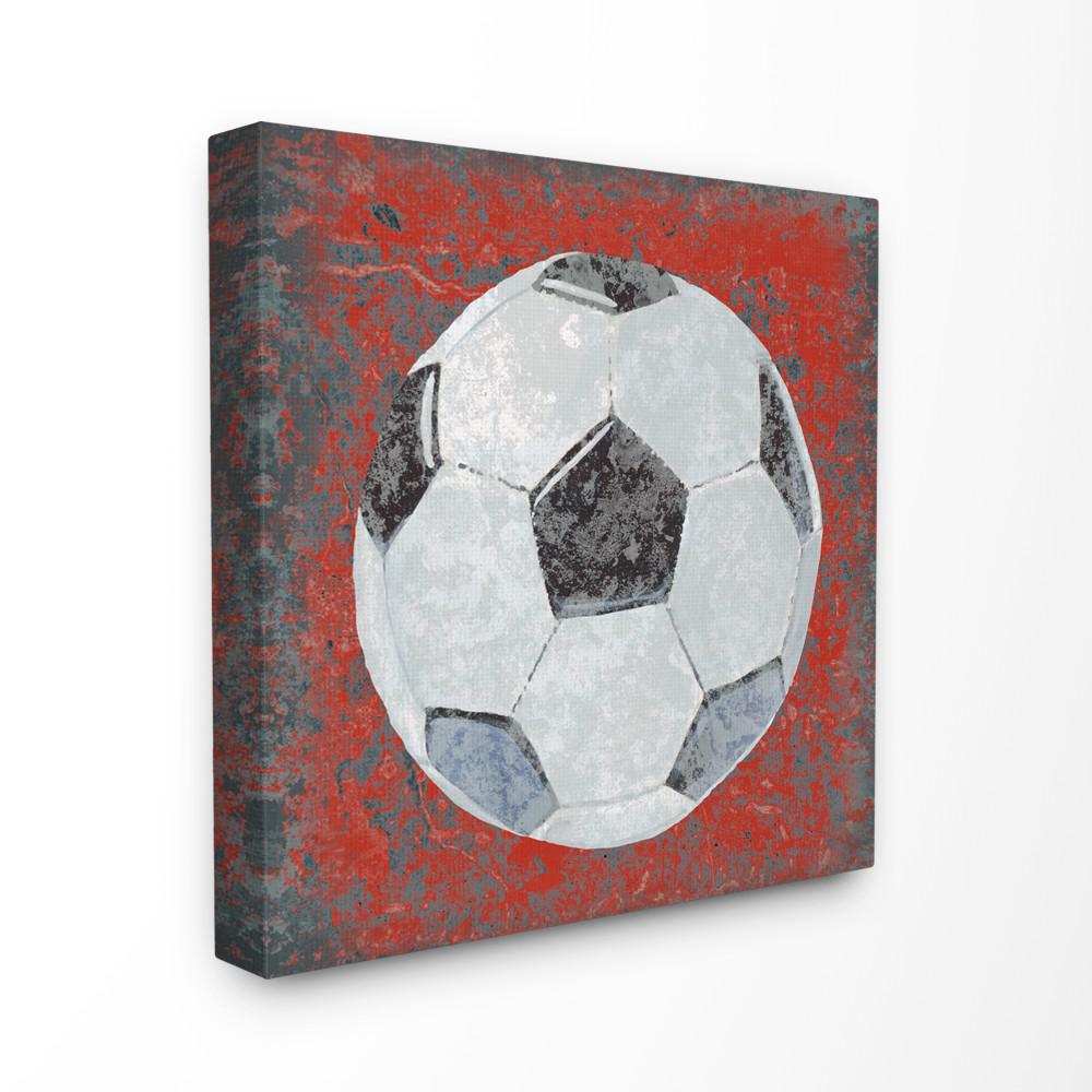 The Kids Room By Stupell 17 In X 17 In Grunge Sports Equipment Soccer By Studio W Printed Canvas Wall Art Brp 2239 Cn 17x17 The Home Depot