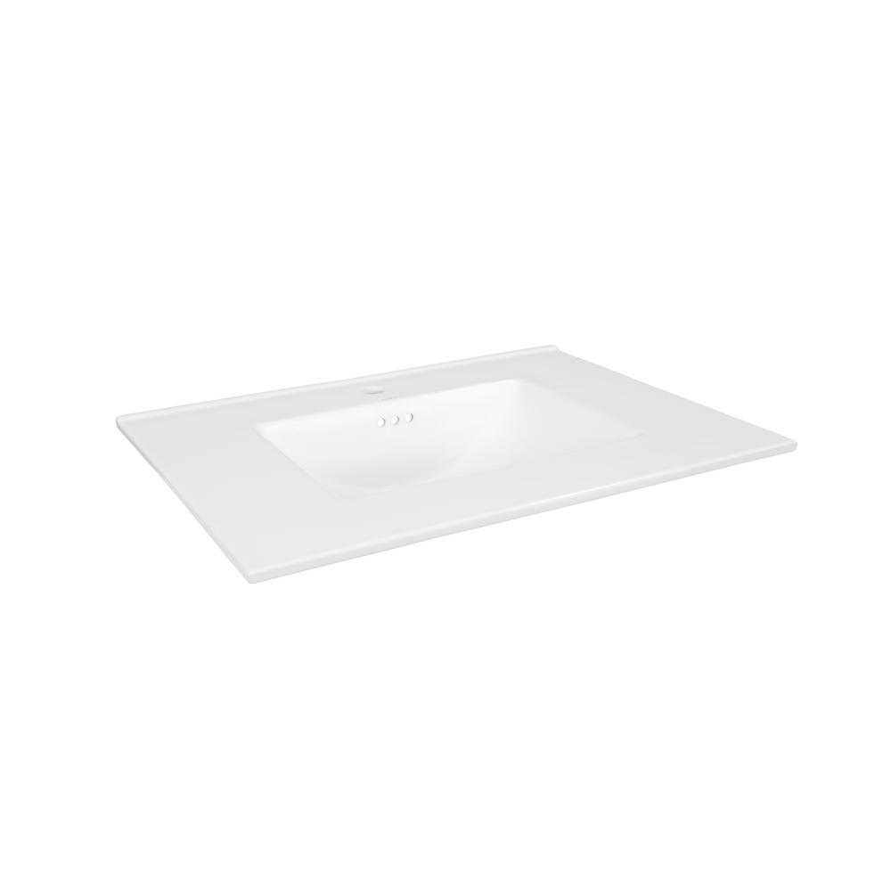 Ronbow Kara 31 in. W Ceramic Vanity top in White with White Basin