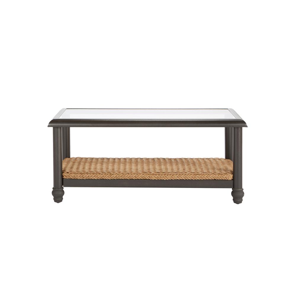 4 Up Glass Outdoor Coffee Tables Patio The Home Depot Camden Light Brown Wicker Outdoor Coffee Table