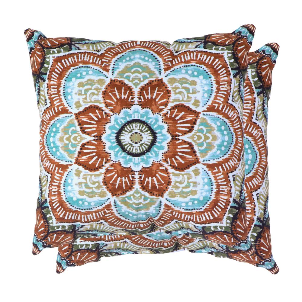 Hampton Bay Hunza Russet Square Outdoor Throw Pillows (2Pack)7680