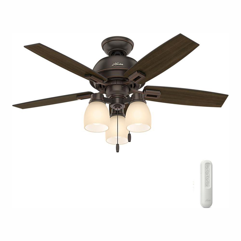 Hunter Donegan 44 In Led 3 Light Indoor Onyx Bengal Bronze Ceiling Fan Bundled With Universal Remote Control