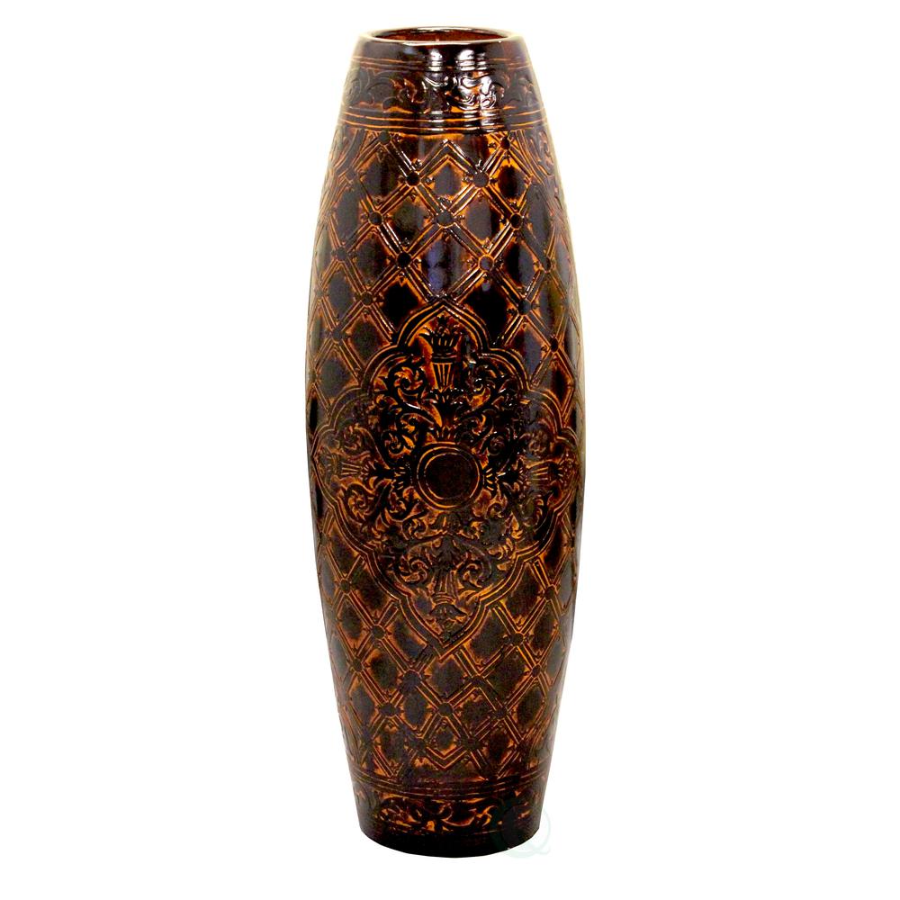 Uniquewise 36 In Tall Antique Style Brown Floor Vase