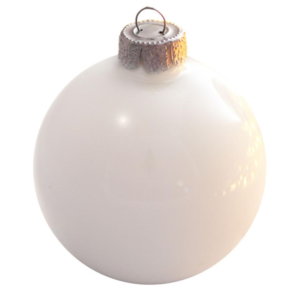 Whitehurst 3 25 In White Polar Pearl Glass Christmas Ornaments 8 Pack The Home Depot