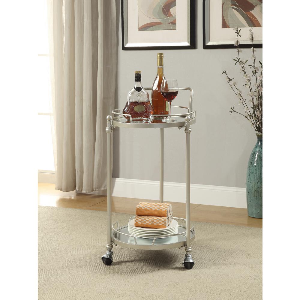 Linon Home Decor Round Silver Mirror Bar Cart Ajubar3silkd01 The Decor Round Silver Mirror Bar Cart