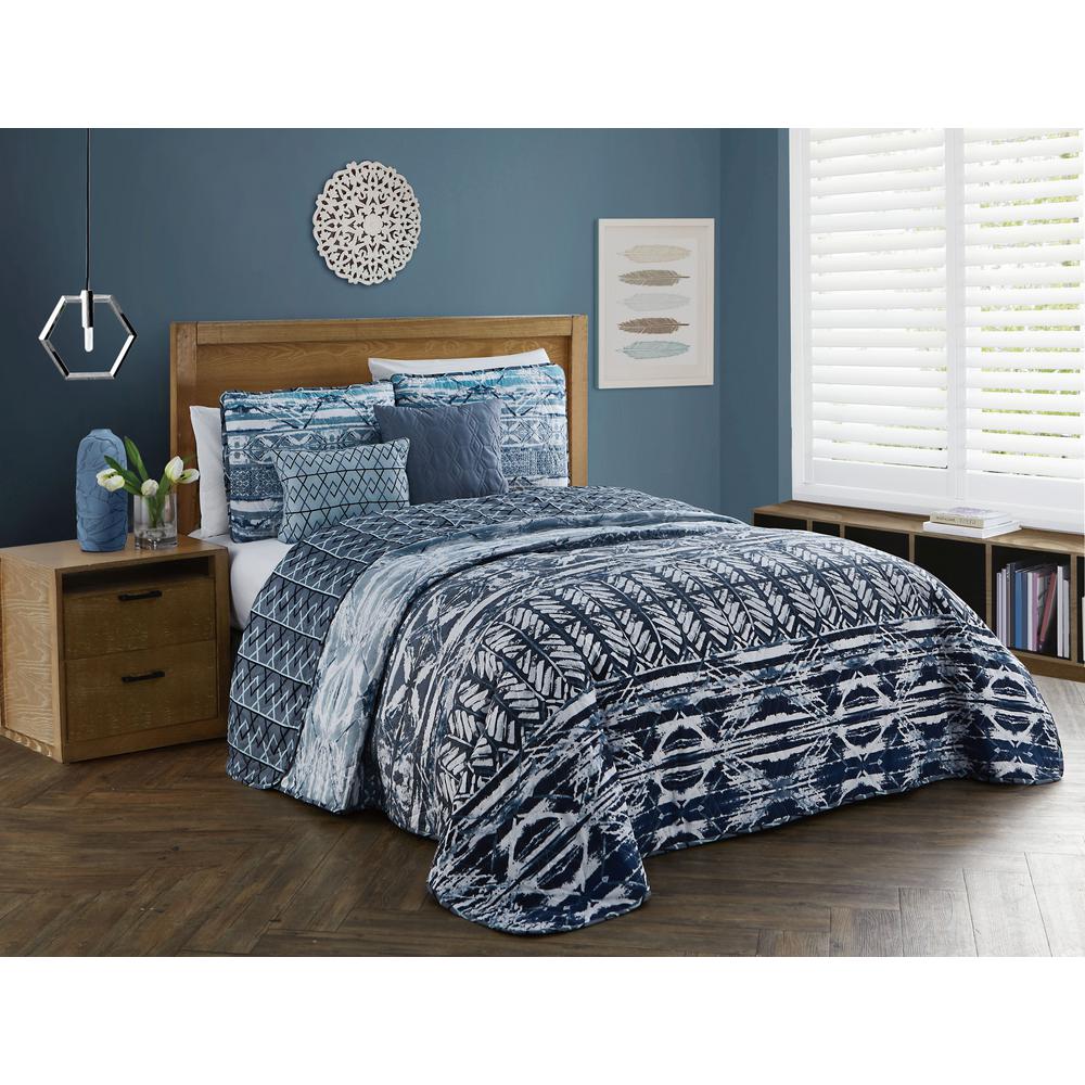 Tia 5Piece Blue Queen Quilt SetTIA5QTQUENGHBL The Home Depot