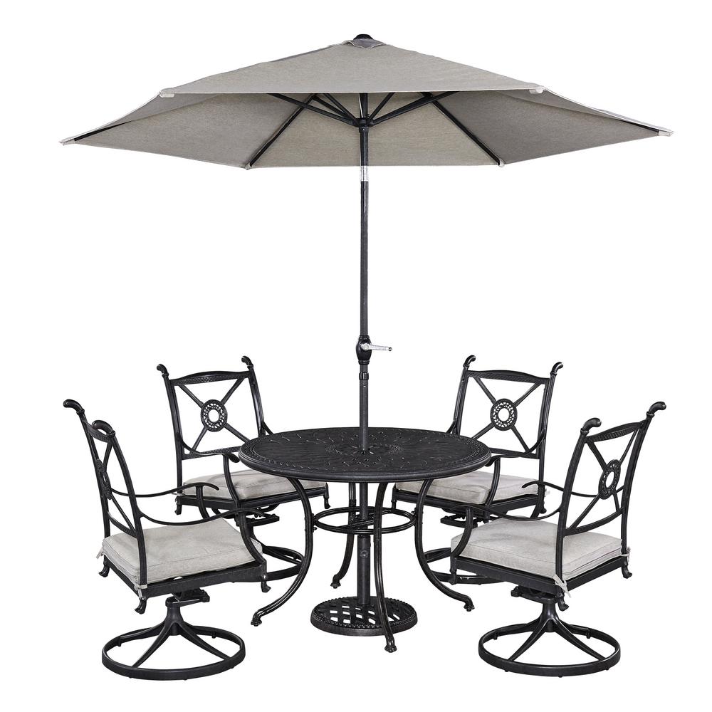 Home Styles Biscayne 42 in. Bronze 5-Piece Round Patio Dining Set-5555